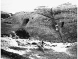 Cave-dwellings in Mount Seir. The descendants of Esau settled in the Land of Edom or Seir and they may have lived in such caves. An early photograph.